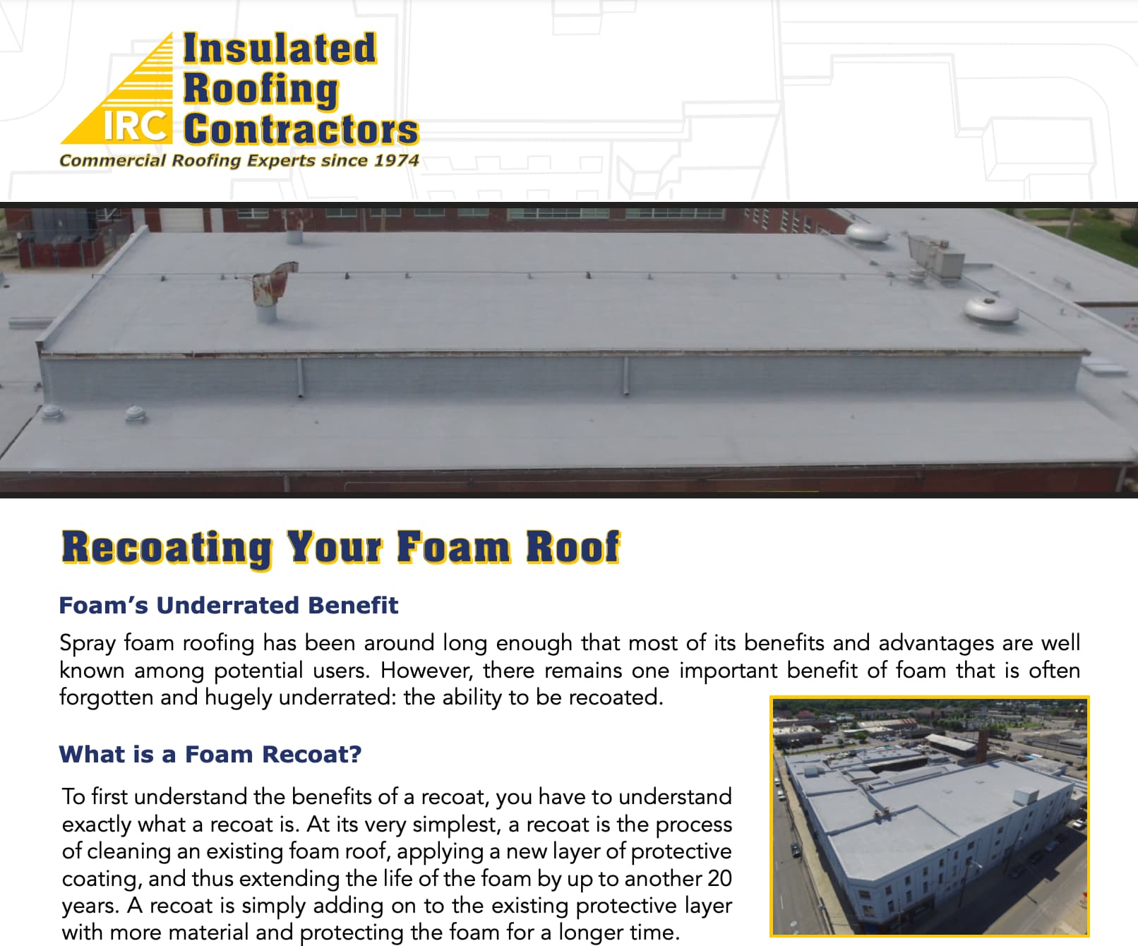 Recoating Your Foam Roof IRC Insulated Roofing Contractors